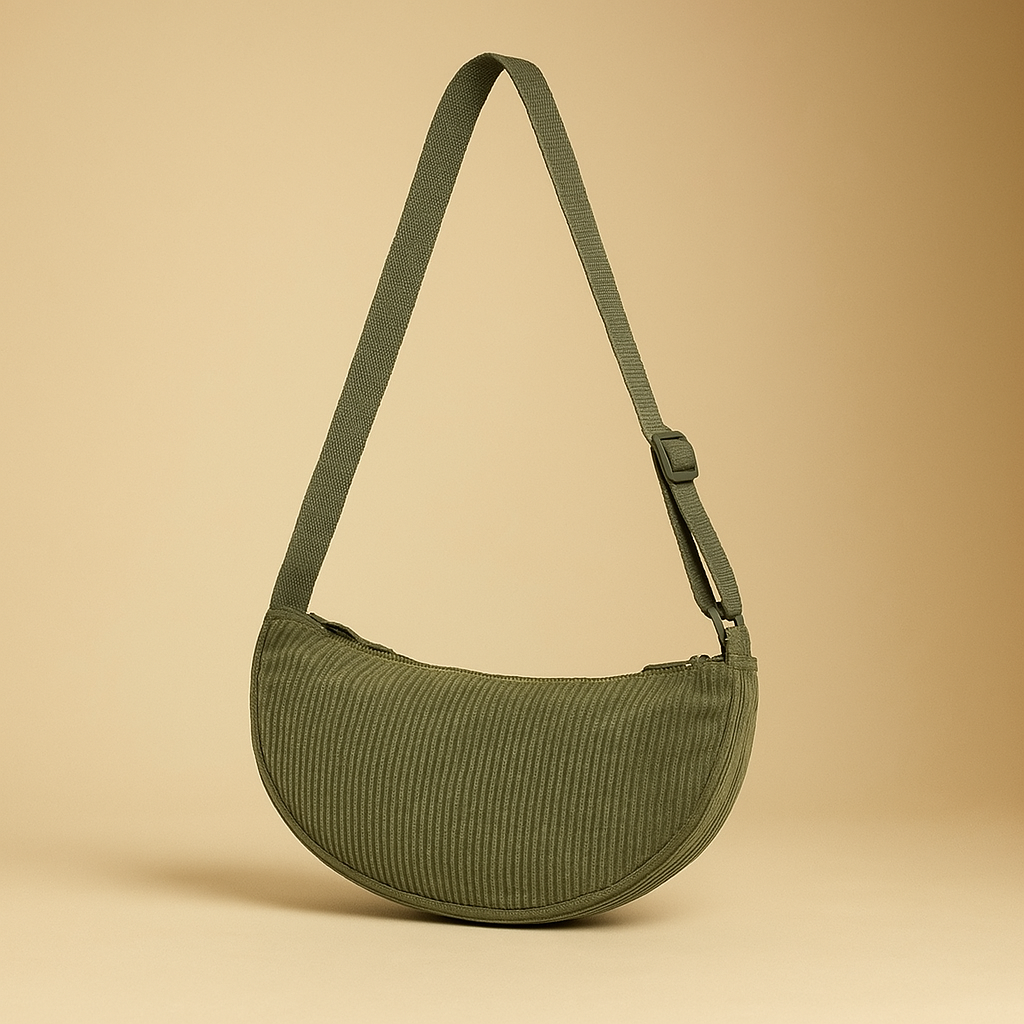Sac à main bandoulière banane velours - Orélia