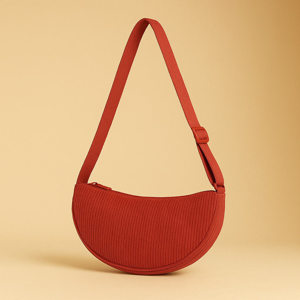 Sac à main bandoulière banane velours - Orélia